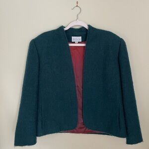 Lombardi Inc. Teal Mohair Blazer with Burgundy Lining